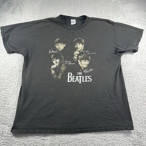 Vintage The Beatles‎ Shirt Mens XL Black Ringo Starr Signatures Y2K 2001 Fader